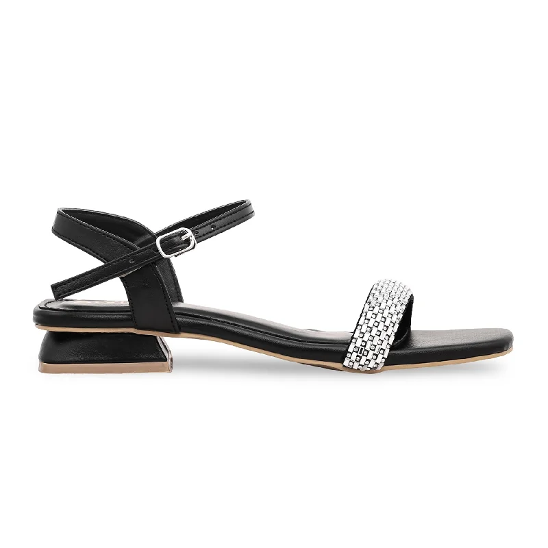 Sandals for sunny heels-Black Fancy Sandal FN5858