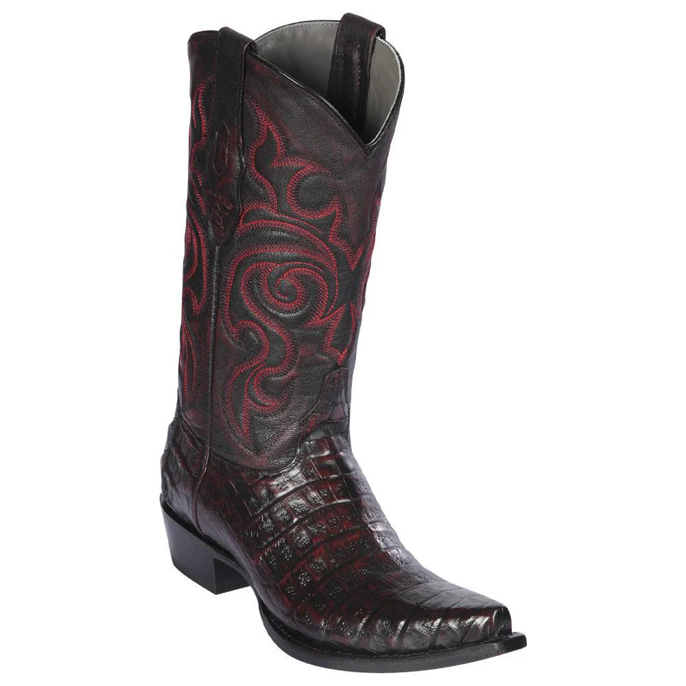 Cowboy boots for rugged cowboy bootsLos Altos 948218 Men's Black Cherry Genuine Caiman Belly Snip Toe Cowboy Boots