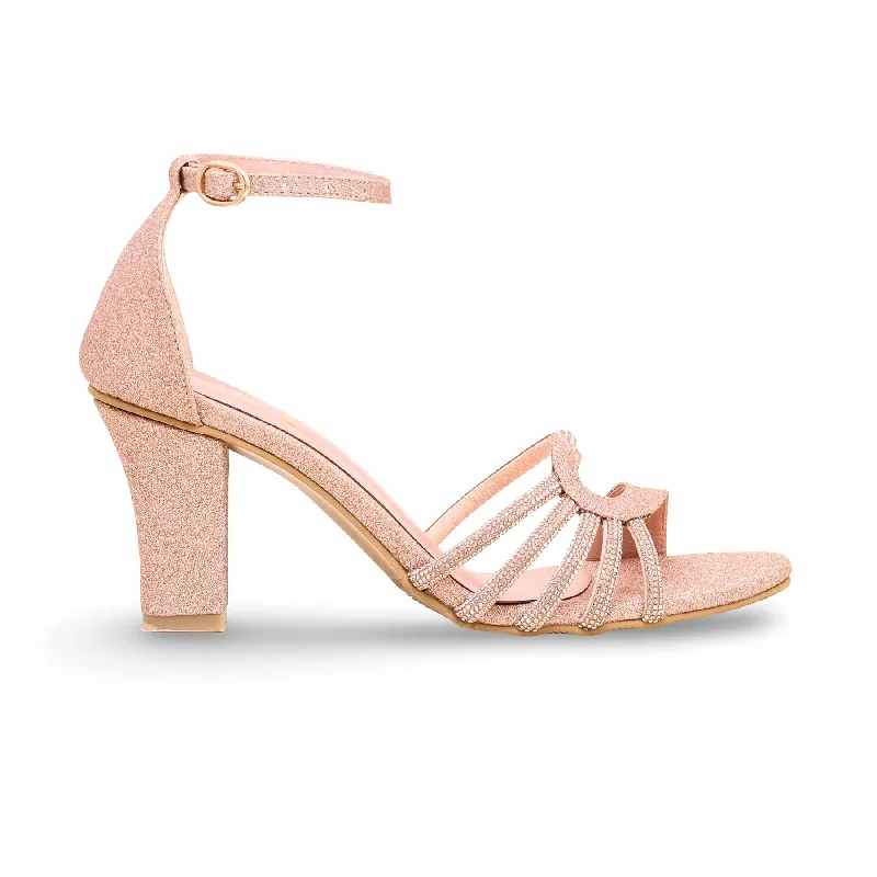 Sandals with bright heels-Peach Fancy Sandal FN5976