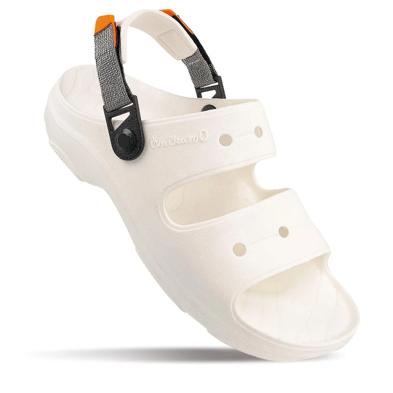 Sandals for warm soles-Walkaroo Mens Clogs  - WC8712 White