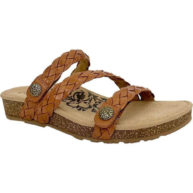 Sandals for active soles-Women's Aetrex Josie Ginger Braided Leather