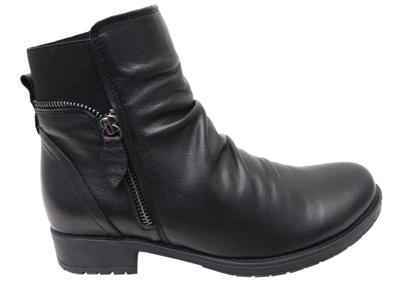 Ankle boots with rose leather-Orizonte Village Womens European Comfortable Leather Ankle Boots