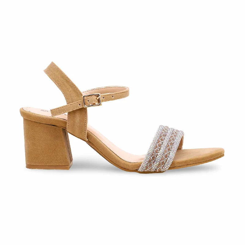 Sandals for daily comfort-Golden Fancy Block Heel Sandal FN6045