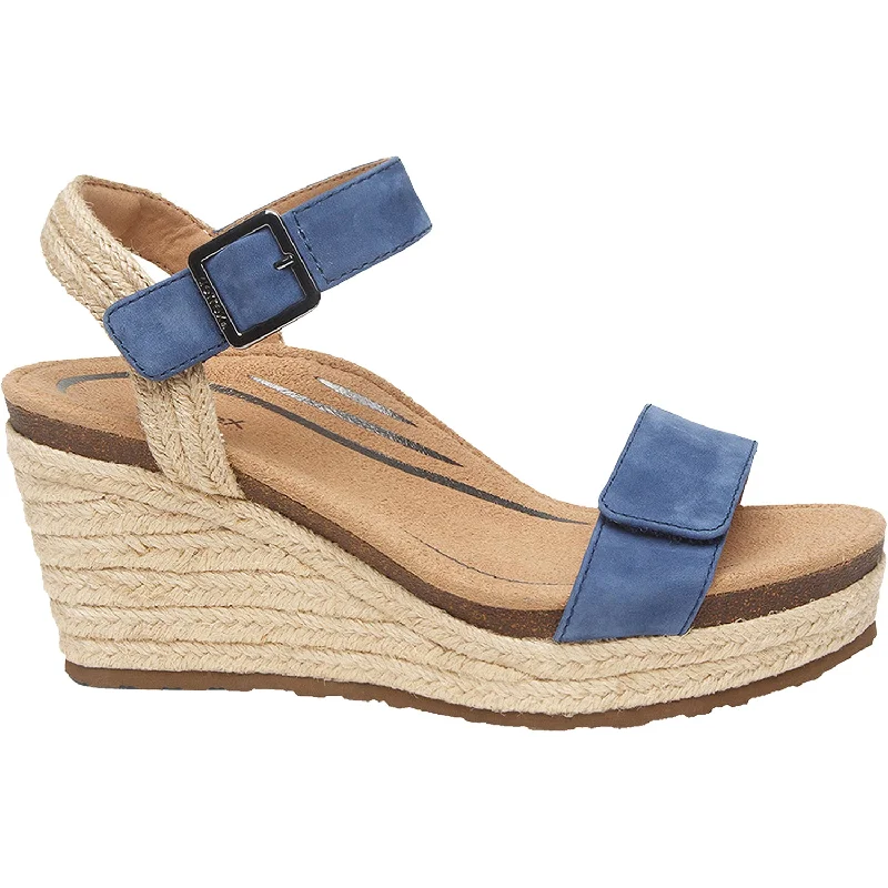 Sandals for warm soles-Women's Aetrex Sydney Blue Suede