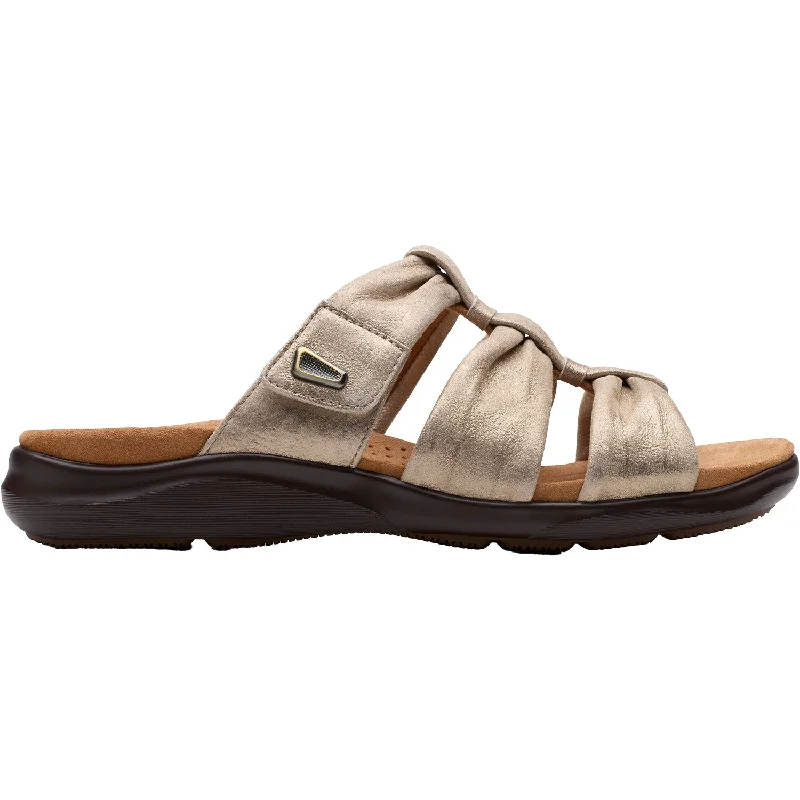 Sandals with plush soles-Women's Clarks Kitly Slide Metallic Leather