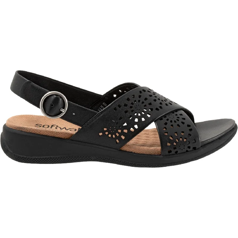 Sandals for muddy soles-Women's Soft Walk Tillman Sling Perf Black Leather