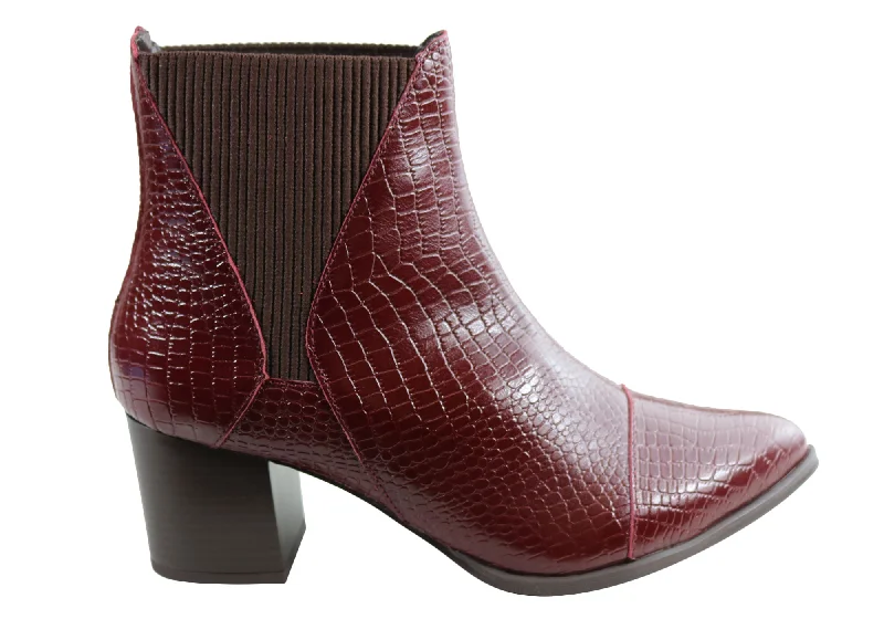 Ankle boots for casual ease-Orcade Hunter Womens Comfortable Leather Ankle Boots Made In Brazil