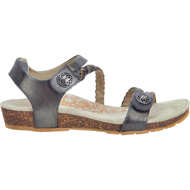 Sandals with cool comfort-Women's Aetrex Jillian Gunmetal Leather