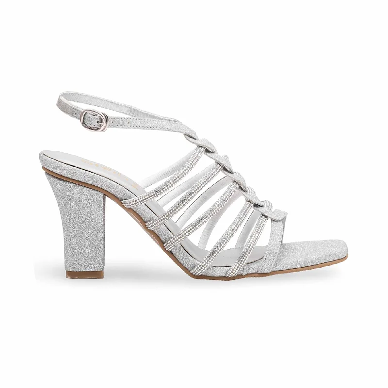 Sandals with bright comfort-Silver Fancy Sandal FN5975