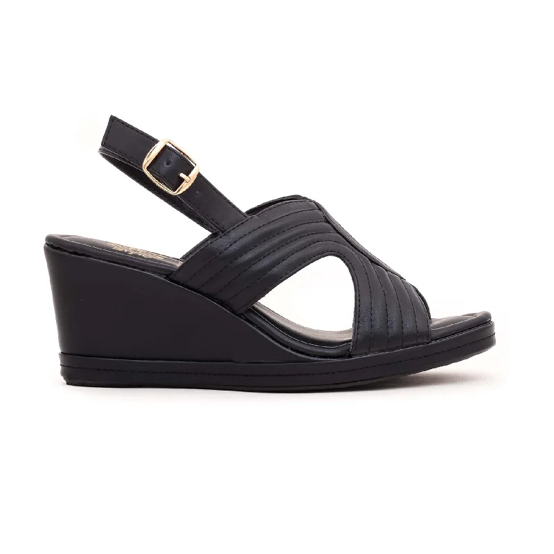 Sandals with trendy comfort-Black Formal Sandal PU0027