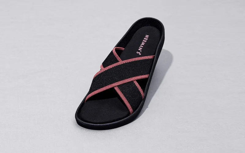 Sandals with chic comfort-Cross Knit Sandals : Black