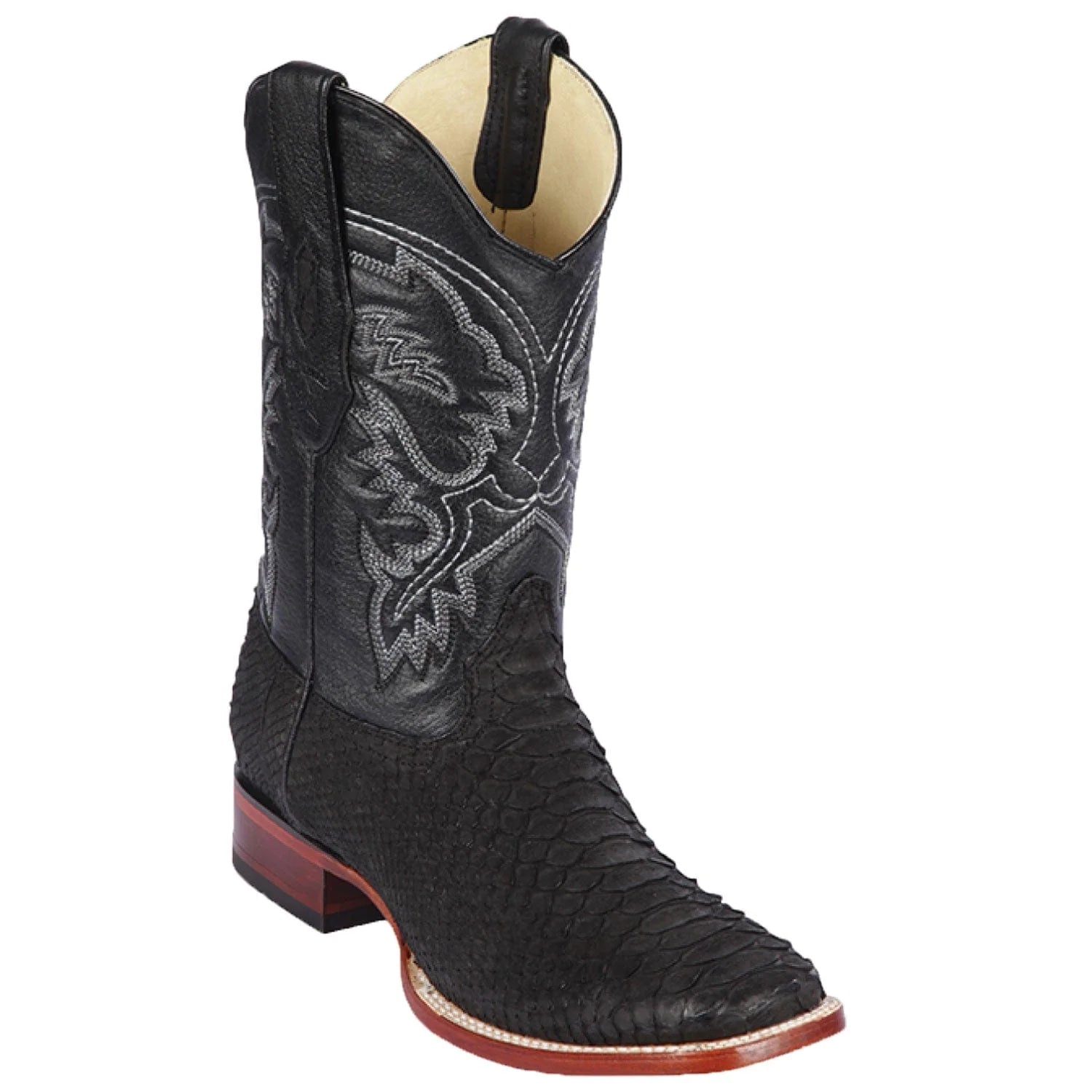 Cowboy boots for country barn styleLos Altos 822N5705 Men's Suede Black Genuine Pyton Wide Square Toe Cowboy Boots