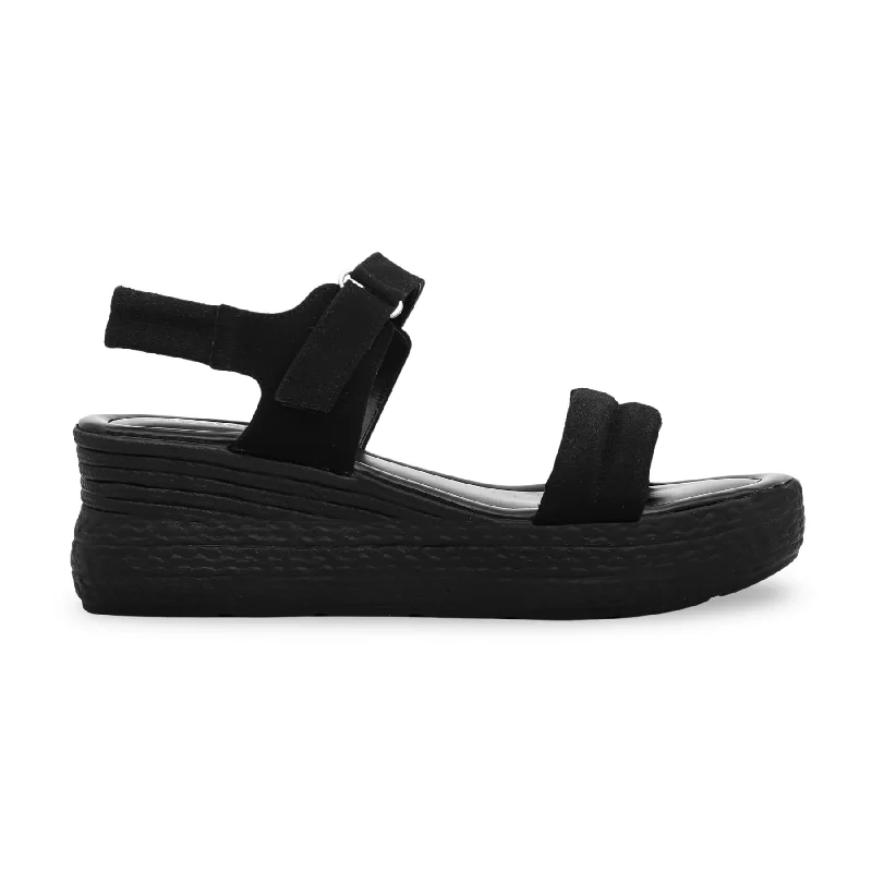 Sandals for summer heels-Women Black Formal Sandal PU0218