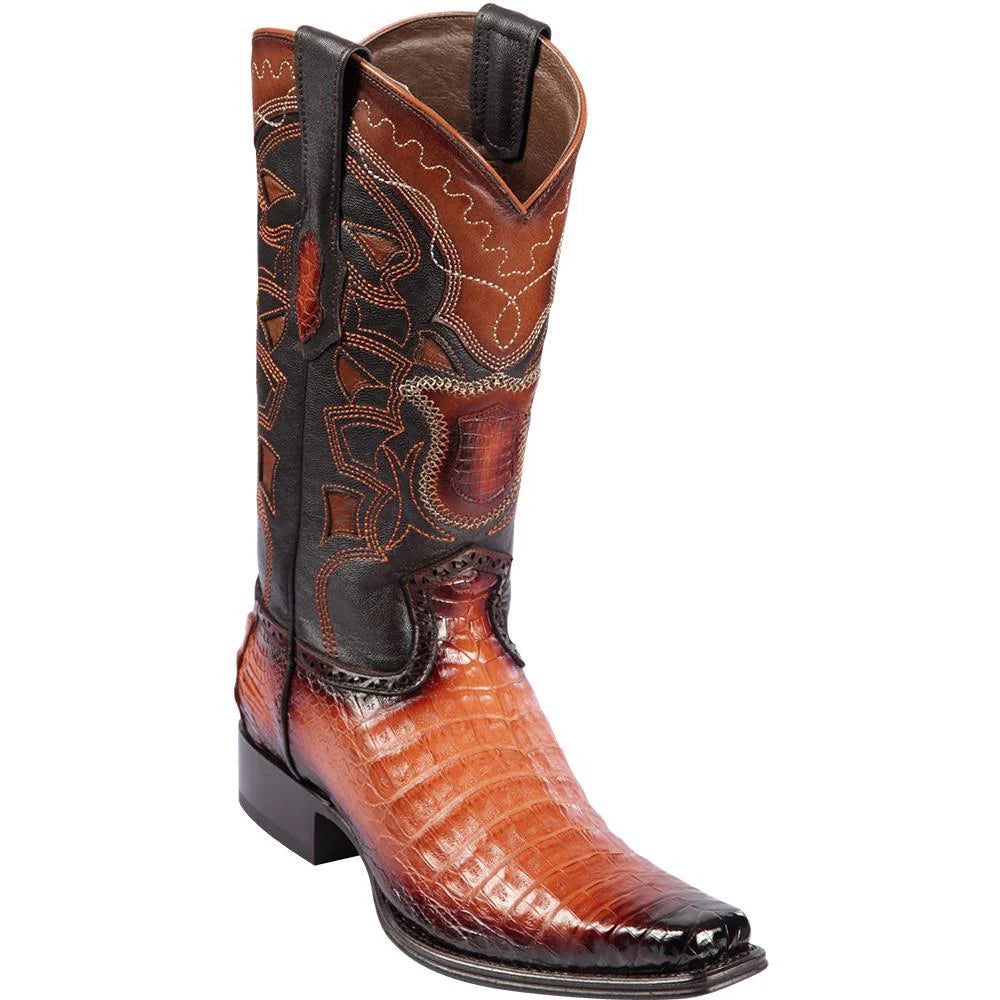 Cowboy boots with vintage western bootsLos Altos 768257 Men's Faded Cognac Genuine Caiman Belly European Square Toe Cowboy Boots