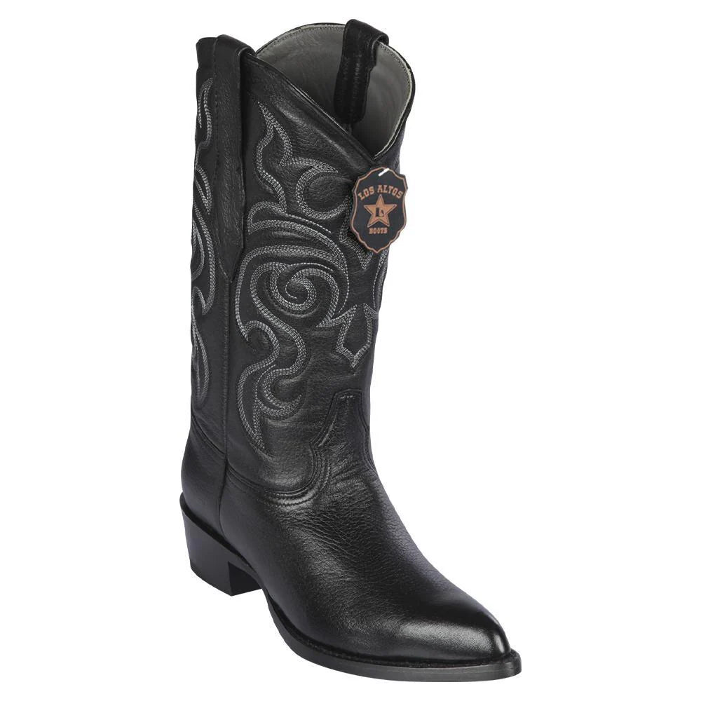 Cowboy boots with classic western styleLos Altos 995105 Men's Black Genuine ELK J Toe Cowboy Boots