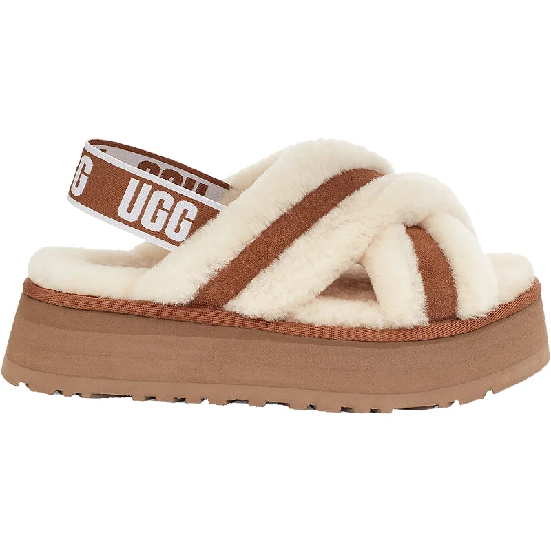 Sandals for sunny heels-Women's UGG Disco Cross Slide Chestnut Sheepskin