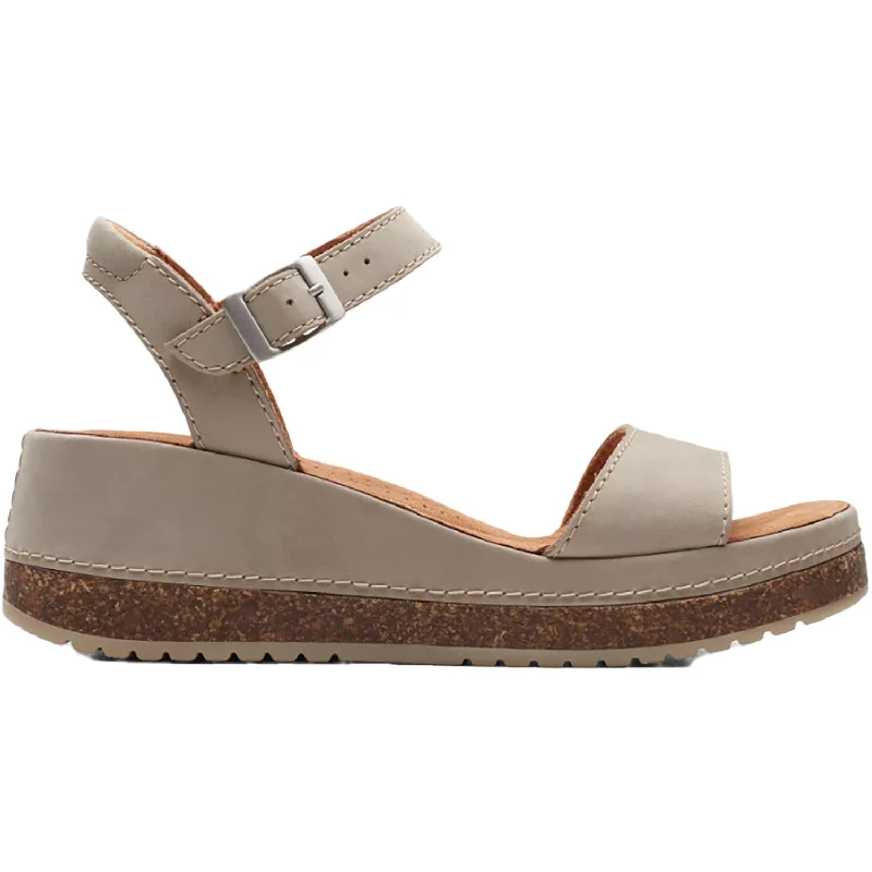 Sandals for muddy heels-Women's Clarks Kassanda Lily Stone Nubuck