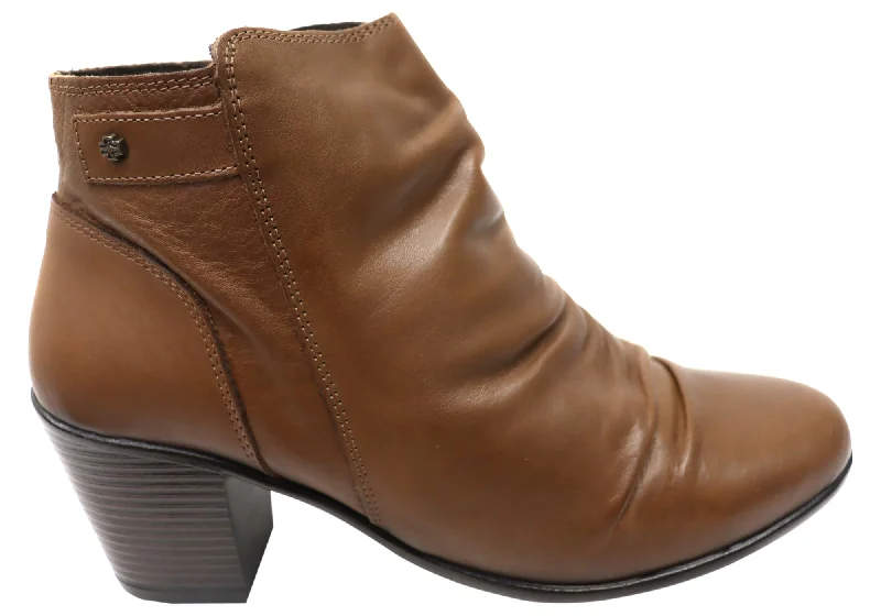 Ankle boots with grid leather-Perlatto Brooke Womens Comfortable Leather Ankle Boots Made In Brazil