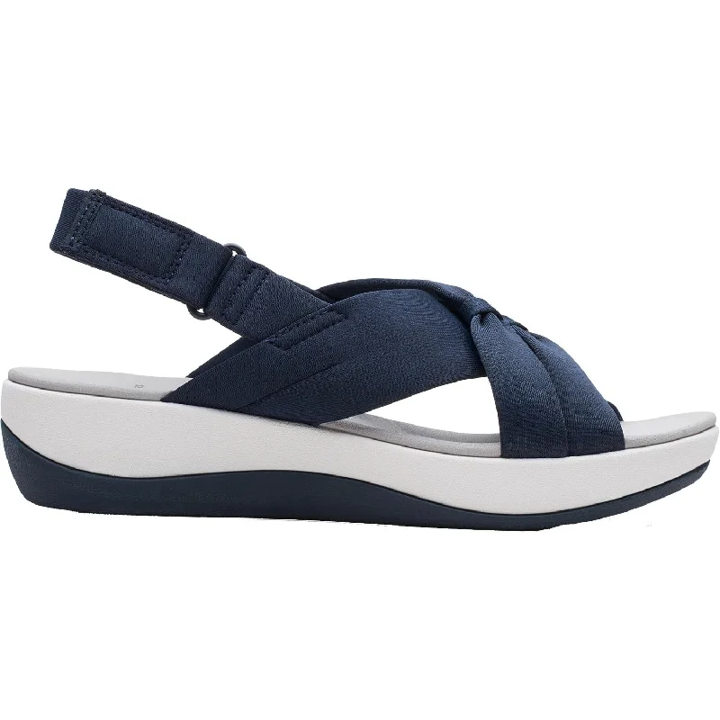 Sandals for summer comfort-Women's Clarks Cloudsteppers Arla Belle Navy Fabric