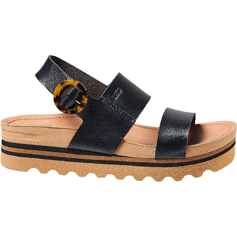 Sandals with soft heels-Women's Reef Vista Hi Buckle Black/Tan Synthetic