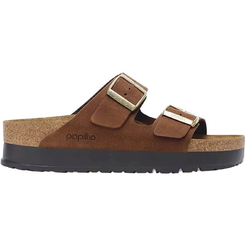 Sandals with chic soles-Women's Birkenstock Arizona Platform Dark Tea Nubuck