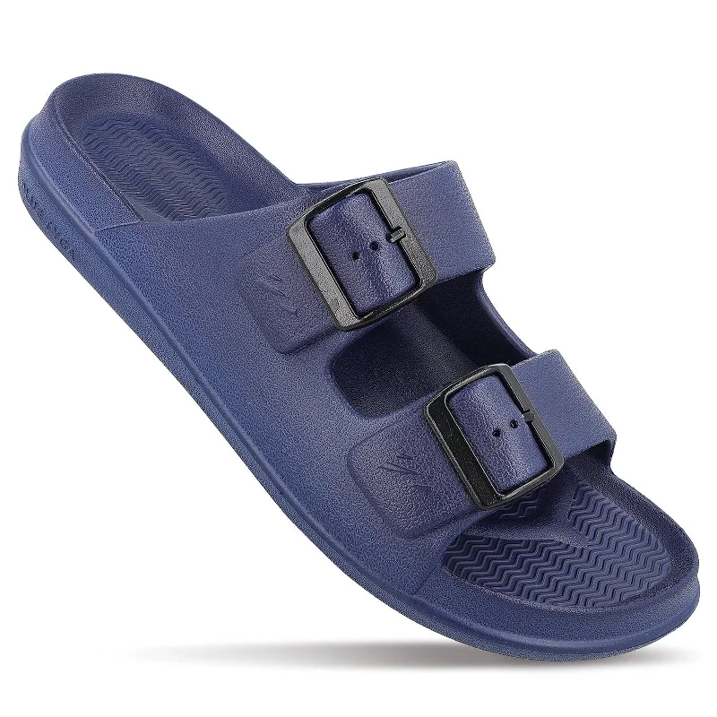 Sandals for sunny heels-Walkaroo Men Casual Flip-Flop  - WC4822 Navy Blue