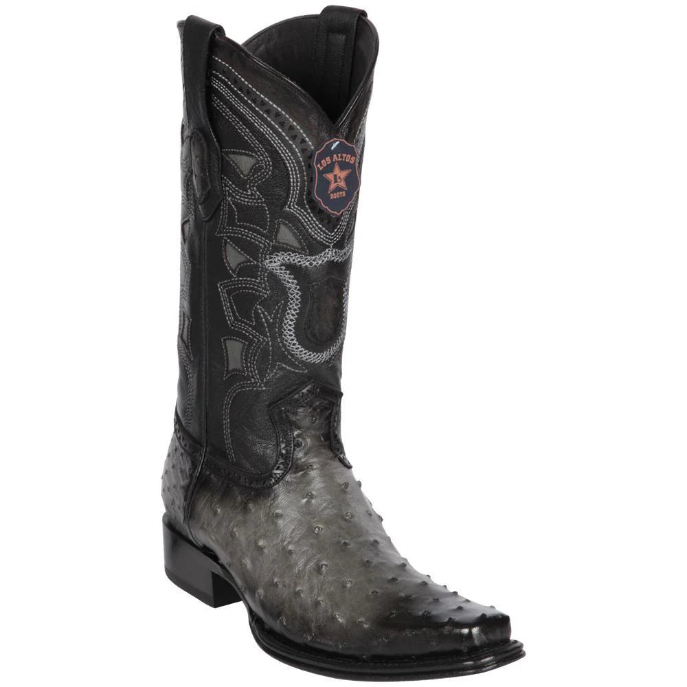 Cowboy boots for cowboy saloon styleLos Altos 760338 Men's Faded Gray Genuine Ostrich European Square Toe Cowboy Boots