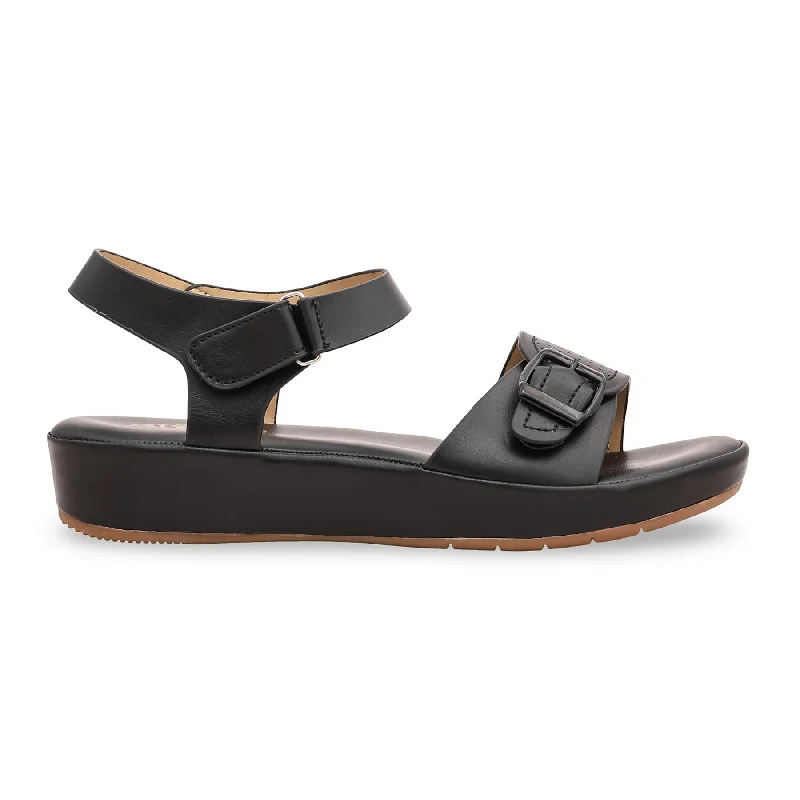 Sandals with arch support-Black Formal Sandal FR5222