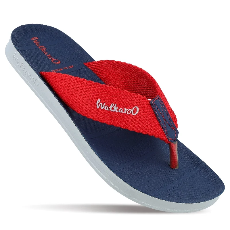 Sandals for summer soles-Walkaroo Men Solid Thong Sandals  - WG5002 Red