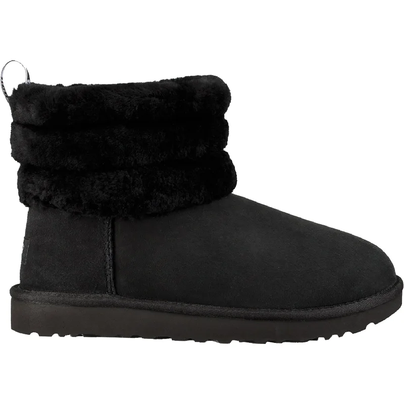 Booties with light treadWomen's UGG Fluff Mini Quilted Black Sheepskin