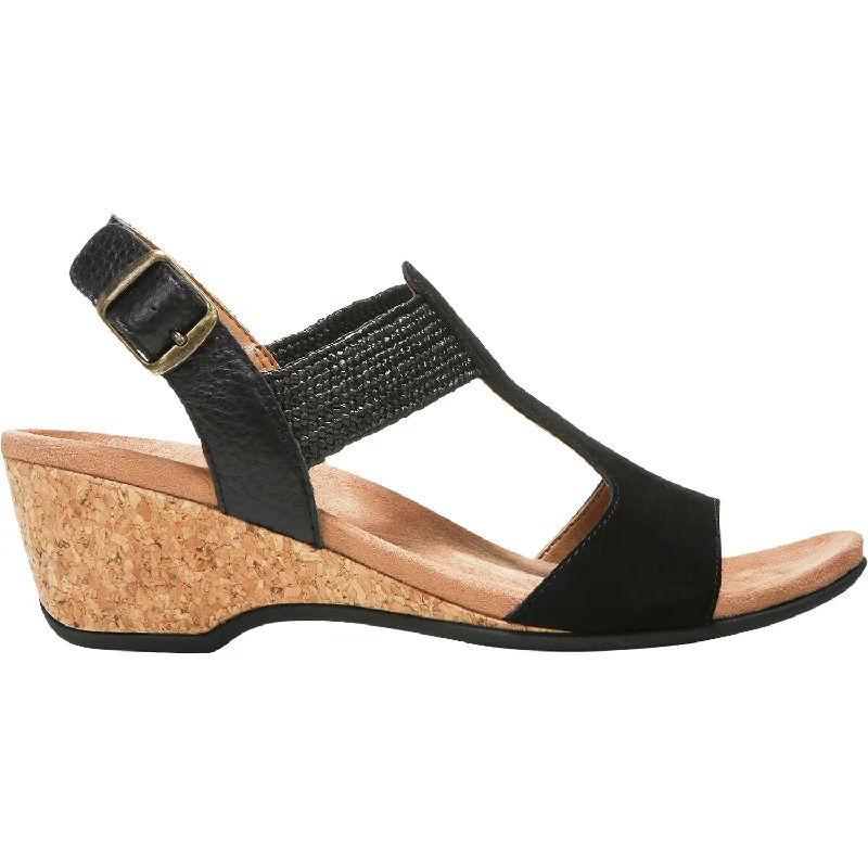 Sandals with soft heels-Women's Vionic Kaytie Black Suede/Leather