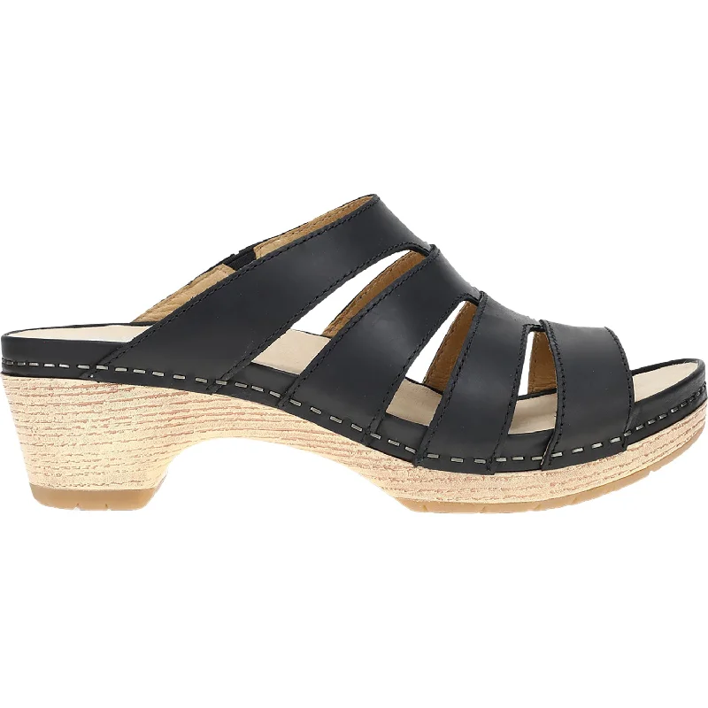 Sandals with bright heels-Women's Dansko Lyndi Black Oiled Pull Up Leather