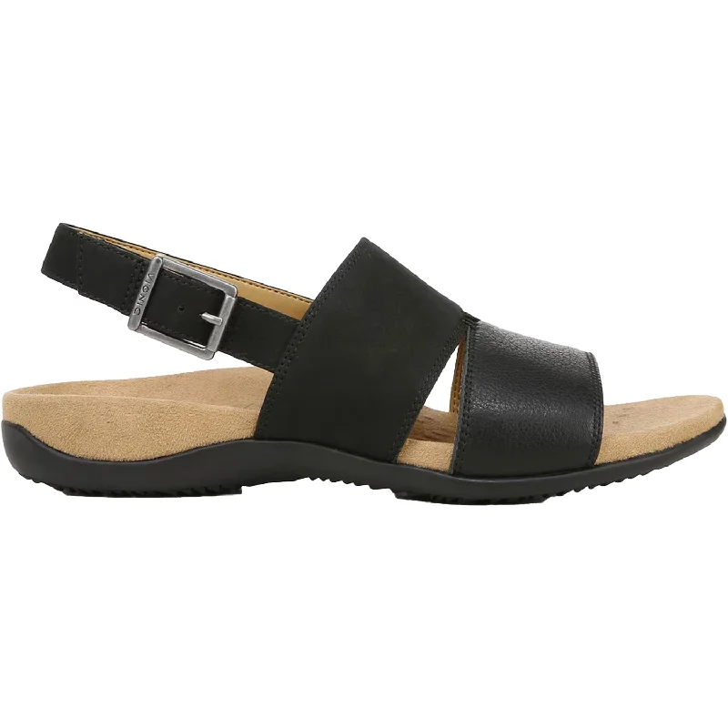 Sandals for wet comfort-Women's Vionic Morro Black Leather/Nubuck