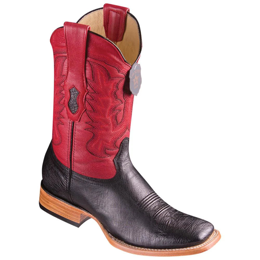 Cowboy boots for western heritage wearLos Altos 8279705 Men's Black Genuine Smooth Ostrich Wide Square Toe Cowboy Boots