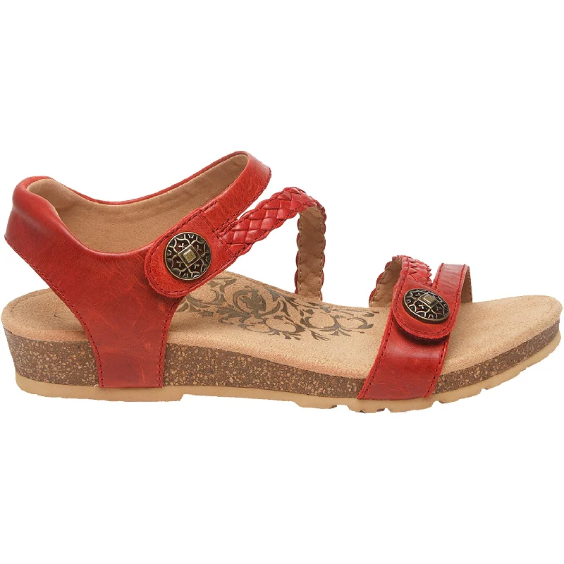 Sandals with bright soles-Women's Aetrex Jillian Red Leather