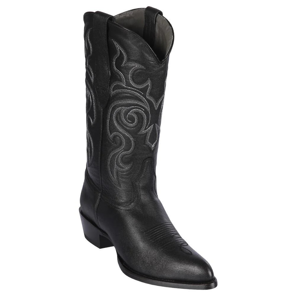 Cowboy boots with distressed leather comfortLos Altos 999205 Men's Black Genuine Goat J Toe Cowboy Boots