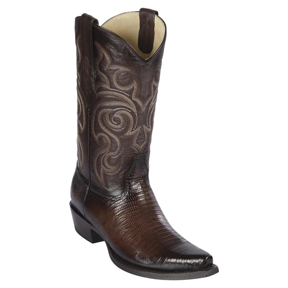 Cowboy boots for western frontier styleLos Altos 940716 Men's Faded Brown Genuine Teju Snip Toe Cowboy Boots