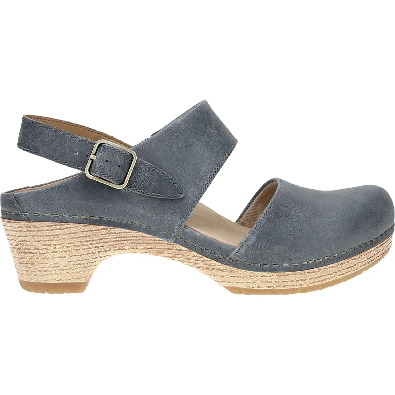 Sandals for active comfort-Women's Dansko Lucia Denim Oiled Pull Up Leather