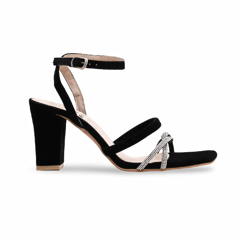 Sandals with cool heels-Black Fancy Sandal FN5896