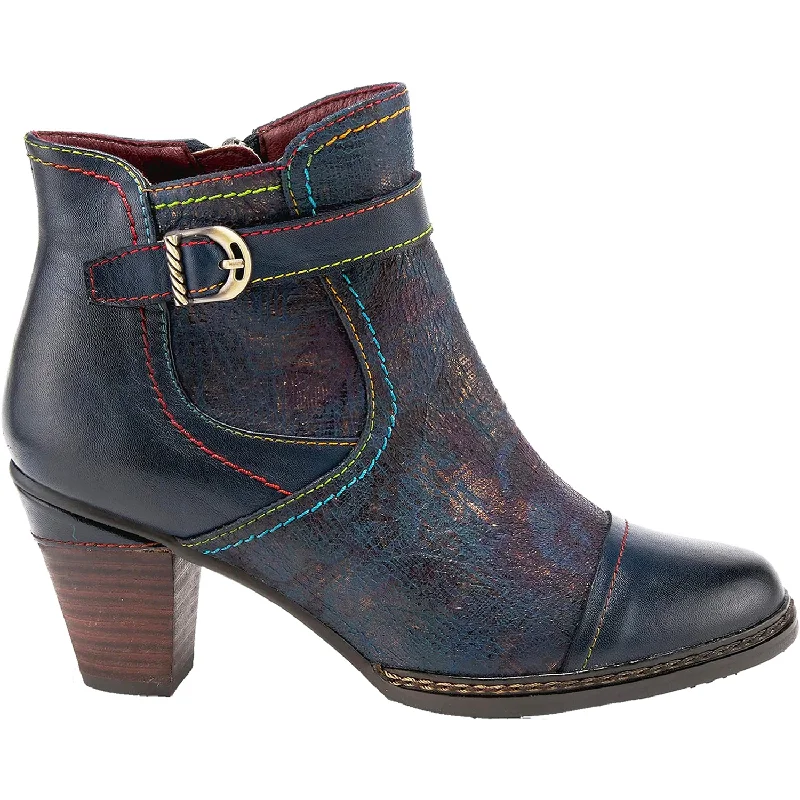 Booties with supportive heelsWomen's L'Artiste by Spring Step Captivate Navy Multi Leather