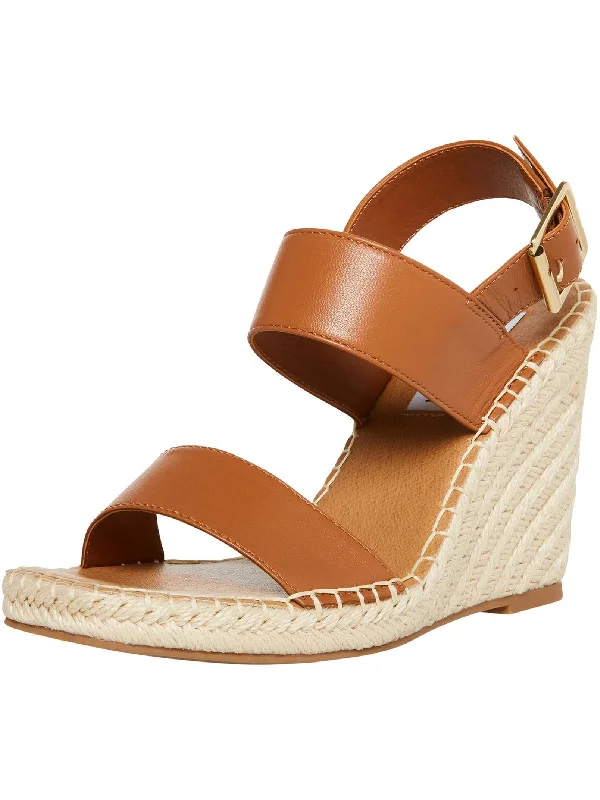 Heeled sandals gold finish-Uri Womens Buckle Espadrilles Wedge Heels