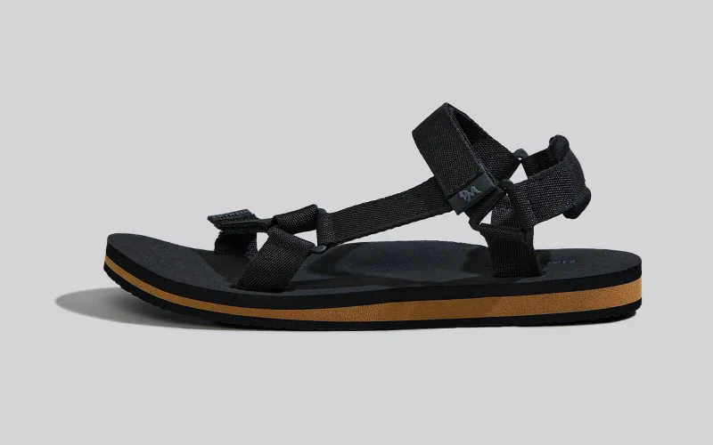 Sandals with durable heels-Airy Strap Sandals : Black