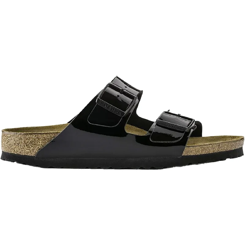 Sandals with slip-on comfort-Women's Birkenstock Arizona Black Patent Birko-Flor