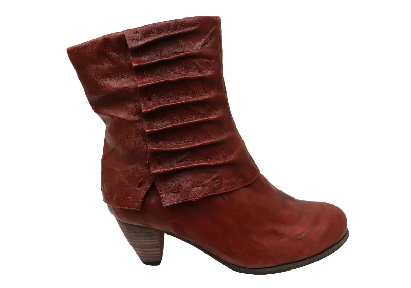 Ankle boots with stream textures-Birthmark Theana Womens Comfortable Leather Ankle Boots