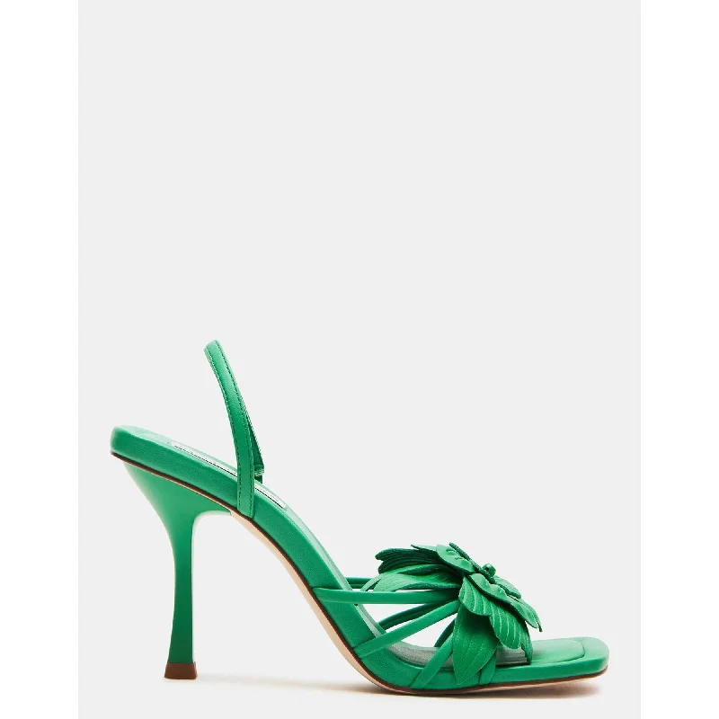 Heeled sandals with ankle wrap sole-Arose Green Leather