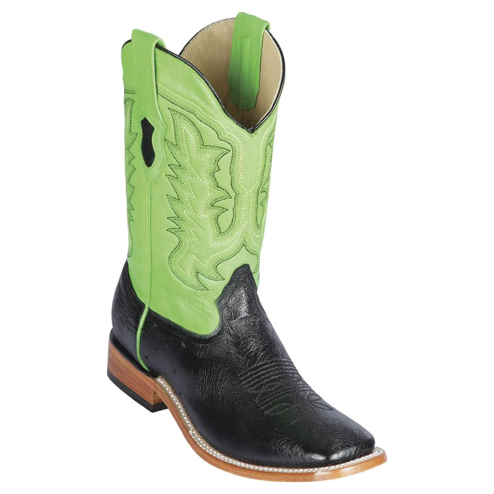 Cowboy boots for dusty cowboy wearLos Altos 8279705V Men's Black Genuine Smooth Ostrich Wide Square Toe Cowboy Boots