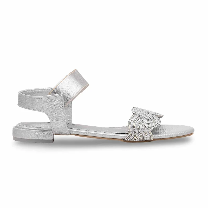 Sandals with trendy comfort-Silver Fancy Sandal FN5972