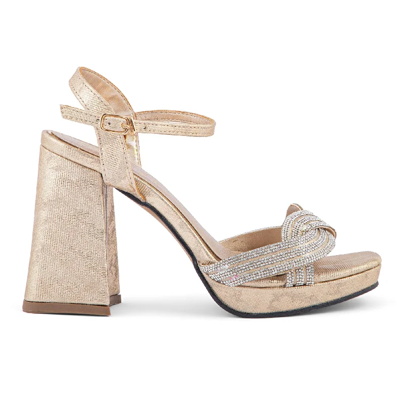 Sandals with trendy comfort-Golden Fancy Bridal Sandal FN5742