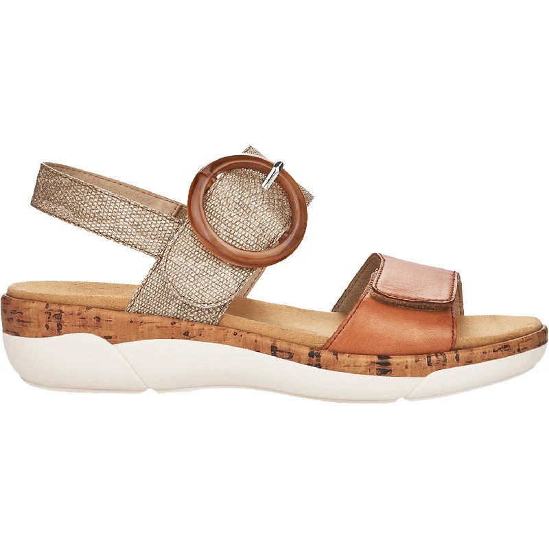 Sandals with vibrant soles-Women's Remonte R6853-90 Jocelyn 53 Noccia/Taupe Metallic Leather