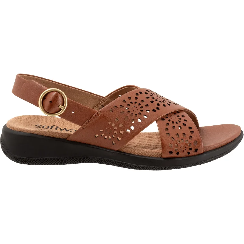 Sandals for beach soles-Women's Soft Walk Tillman Sling Perf Luggage Leather